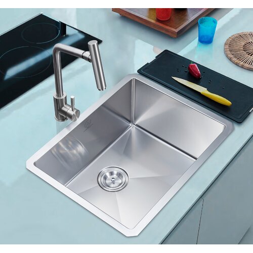 Nationalwares 23'' L Undermount Single Bowl Stainless Steel Kitchen Sink 
